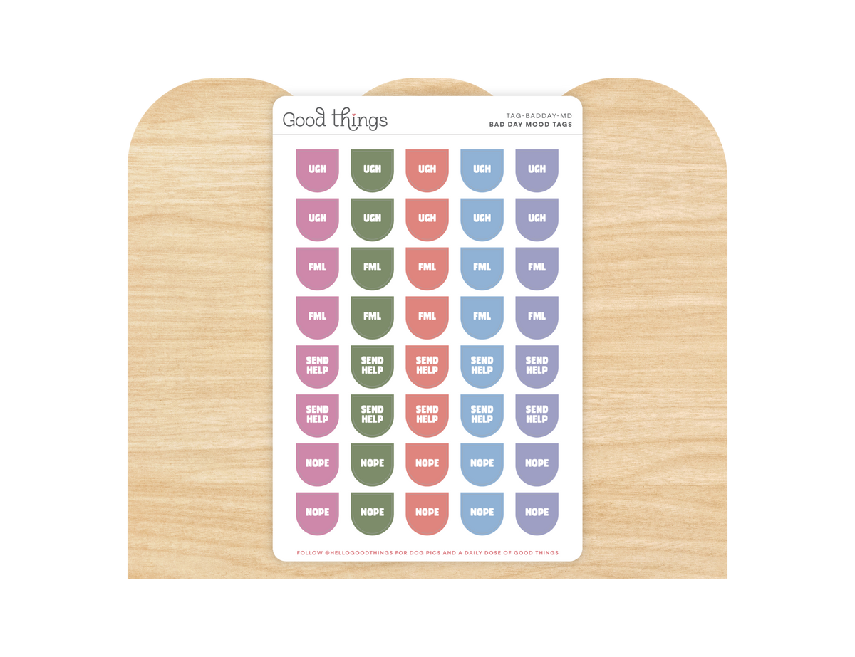 Bad Day Mood Calendar Tag Sticker Sheet