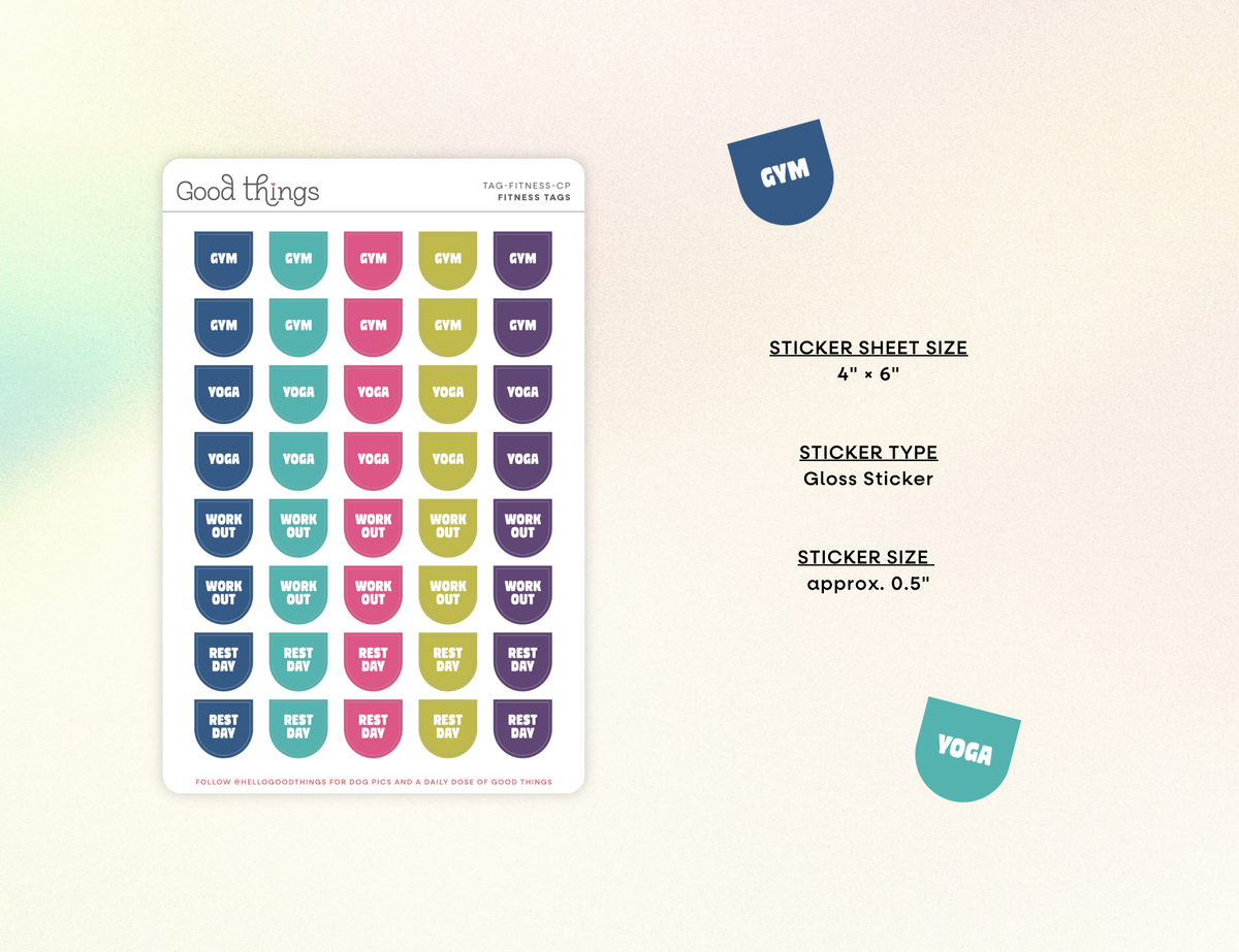 Fitness Calendar Tag Sticker Sheet