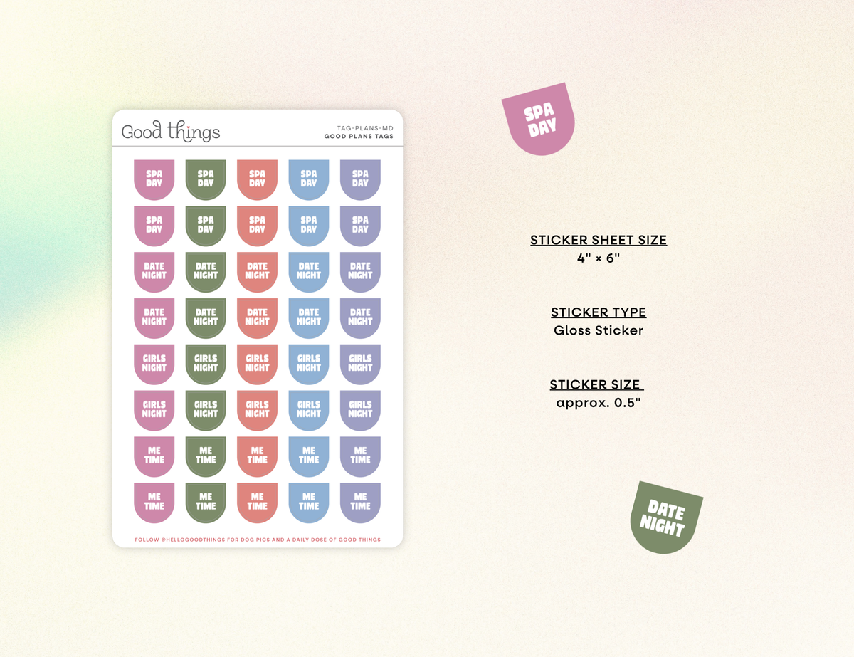 Plans Calendar Tag Sticker Sheet