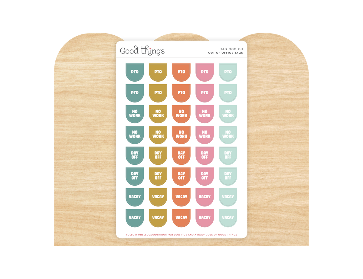 Out of Office Calendar Tag Sticker Sheet