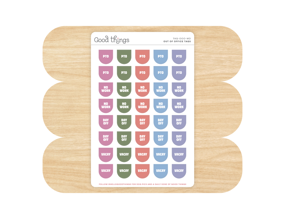 Out of Office Calendar Tag Sticker Sheet