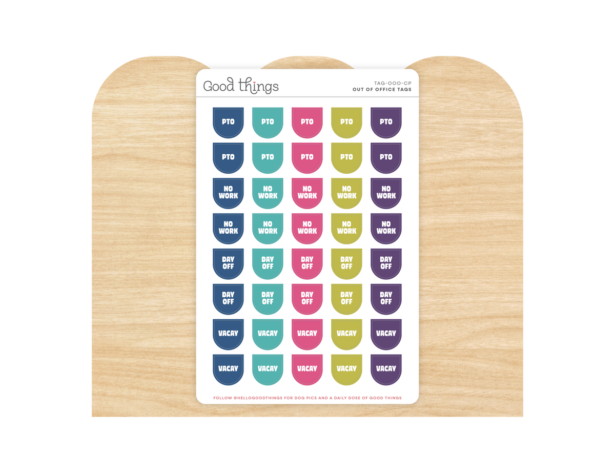 Out of Office Calendar Tag Sticker Sheet