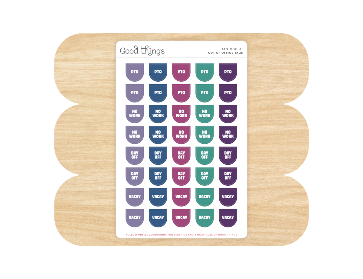 Out of Office Calendar Tag Sticker Sheet