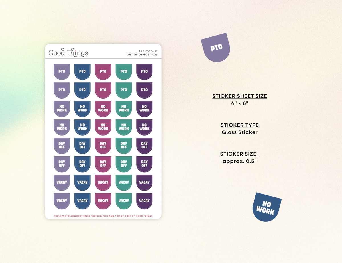 Out of Office Calendar Tag Sticker Sheet