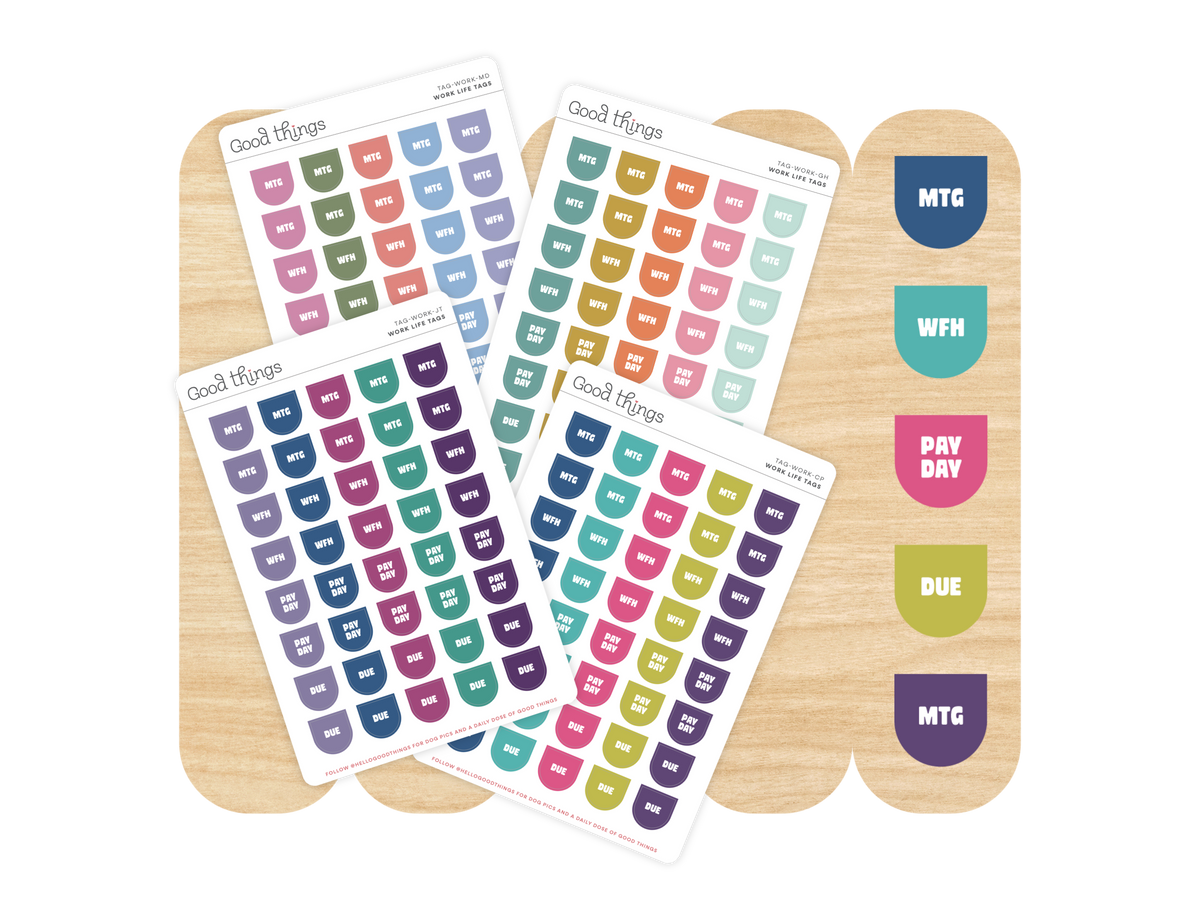 Work Life Calendar Tag Sticker Sheet
