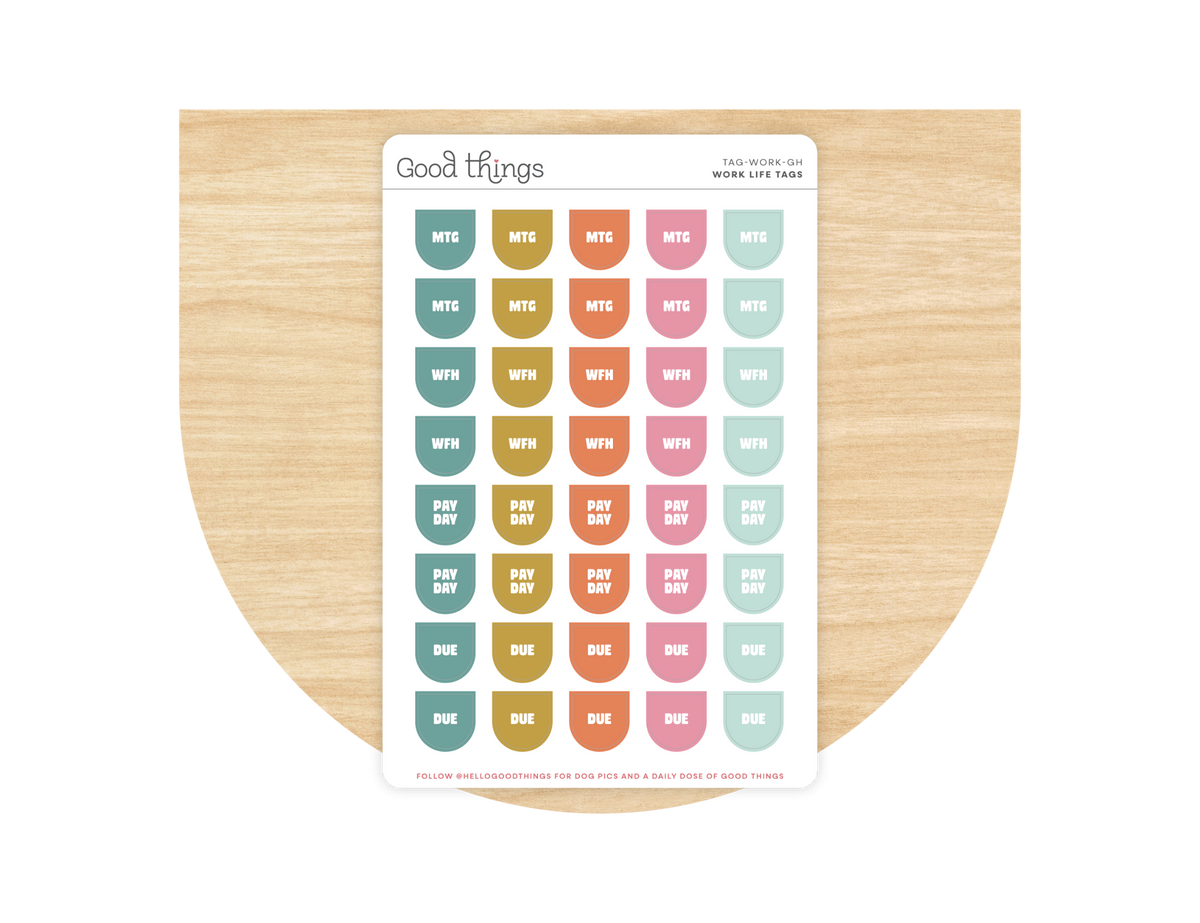 Work Life Calendar Tag Sticker Sheet