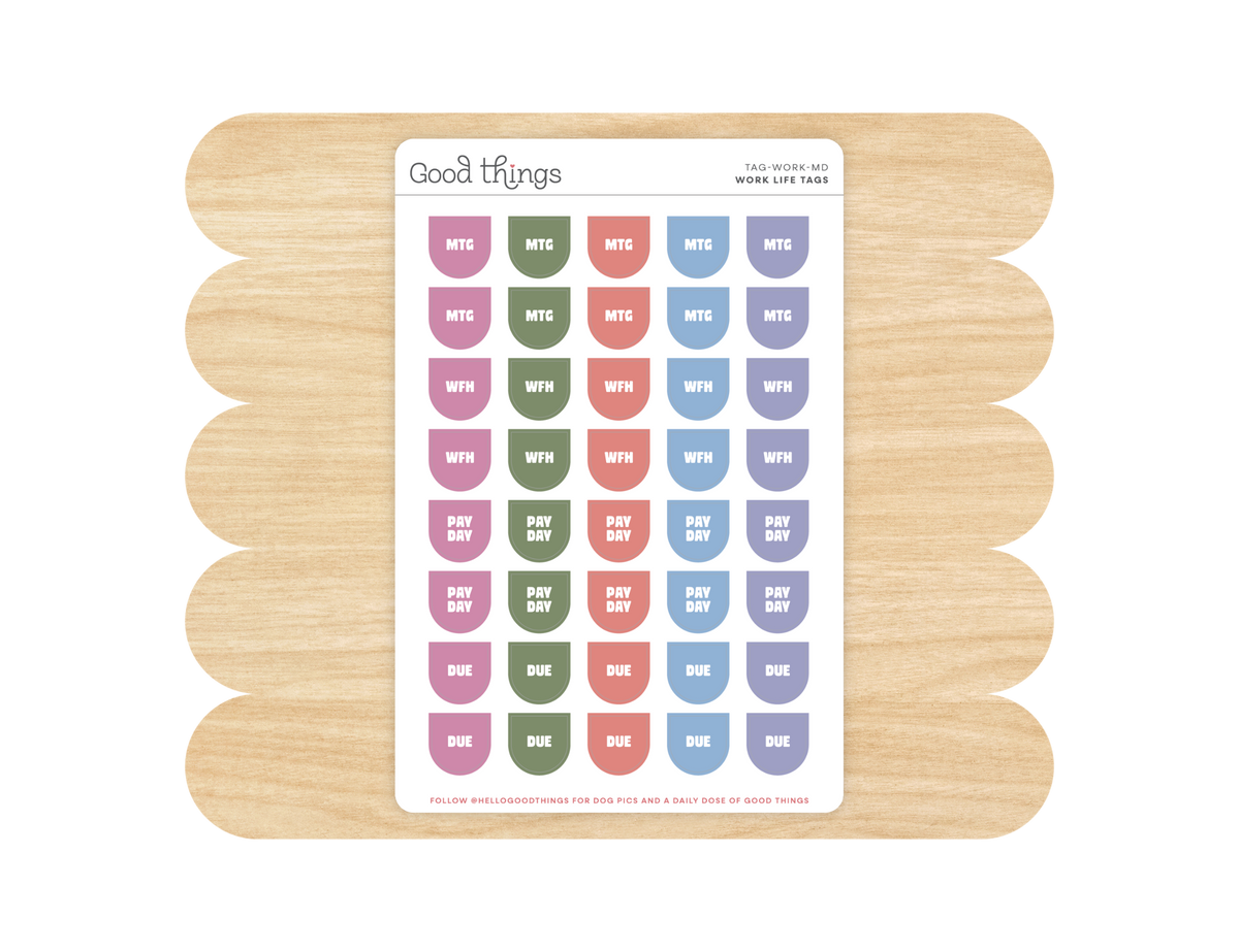 Work Life Calendar Tag Sticker Sheet