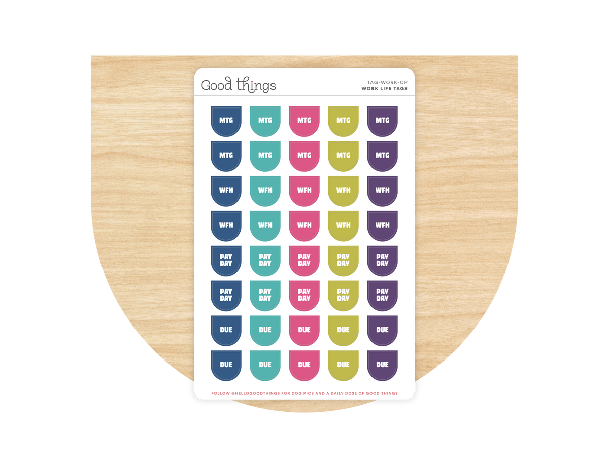 Work Life Calendar Tag Sticker Sheet