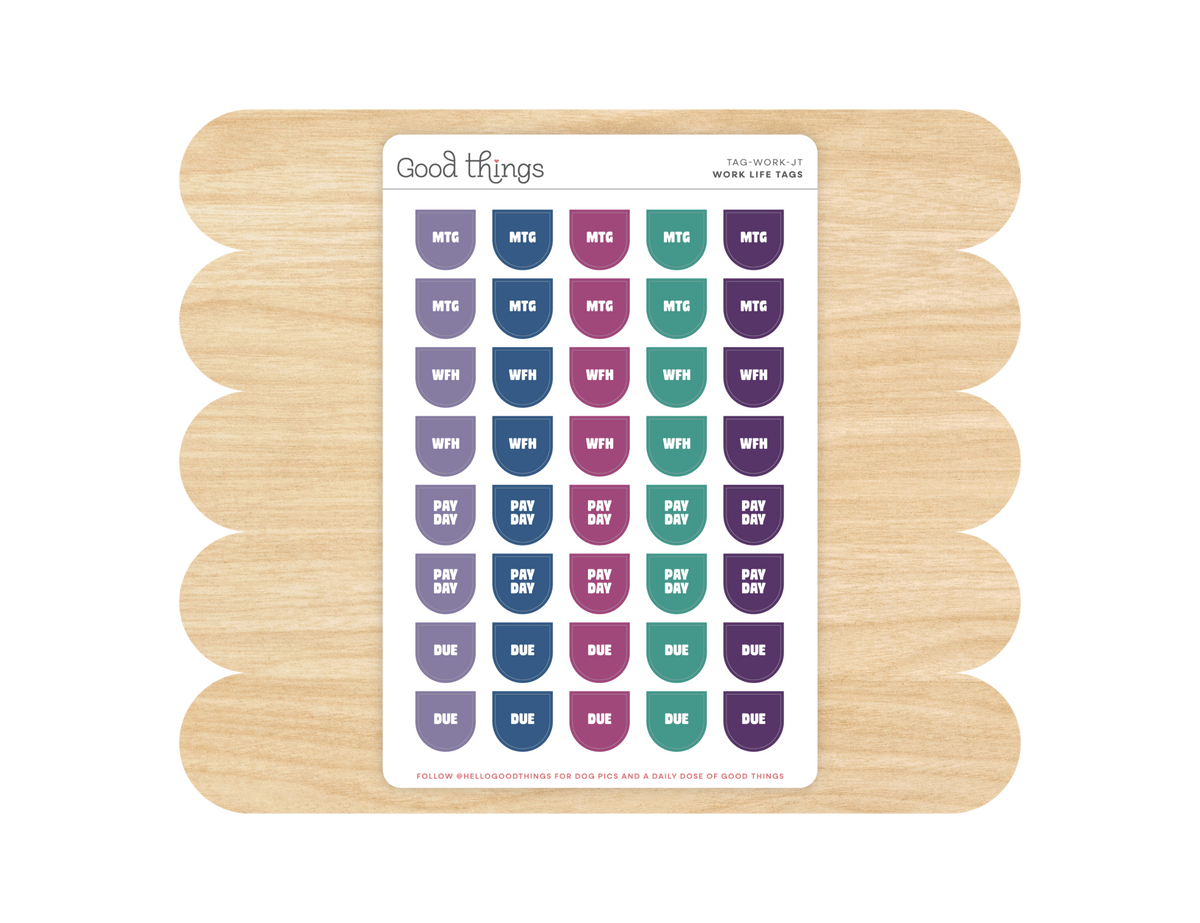 Work Life Calendar Tag Sticker Sheet
