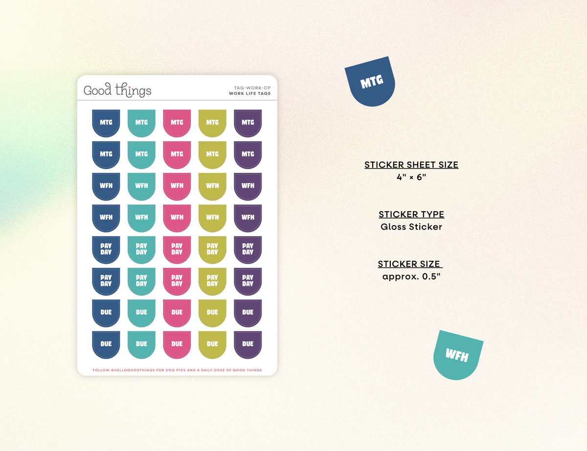 Work Life Calendar Tag Sticker Sheet