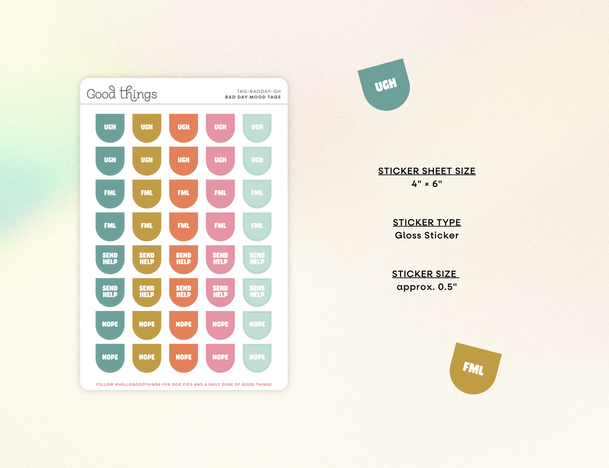 Bad Day Mood Calendar Tag Sticker Sheet