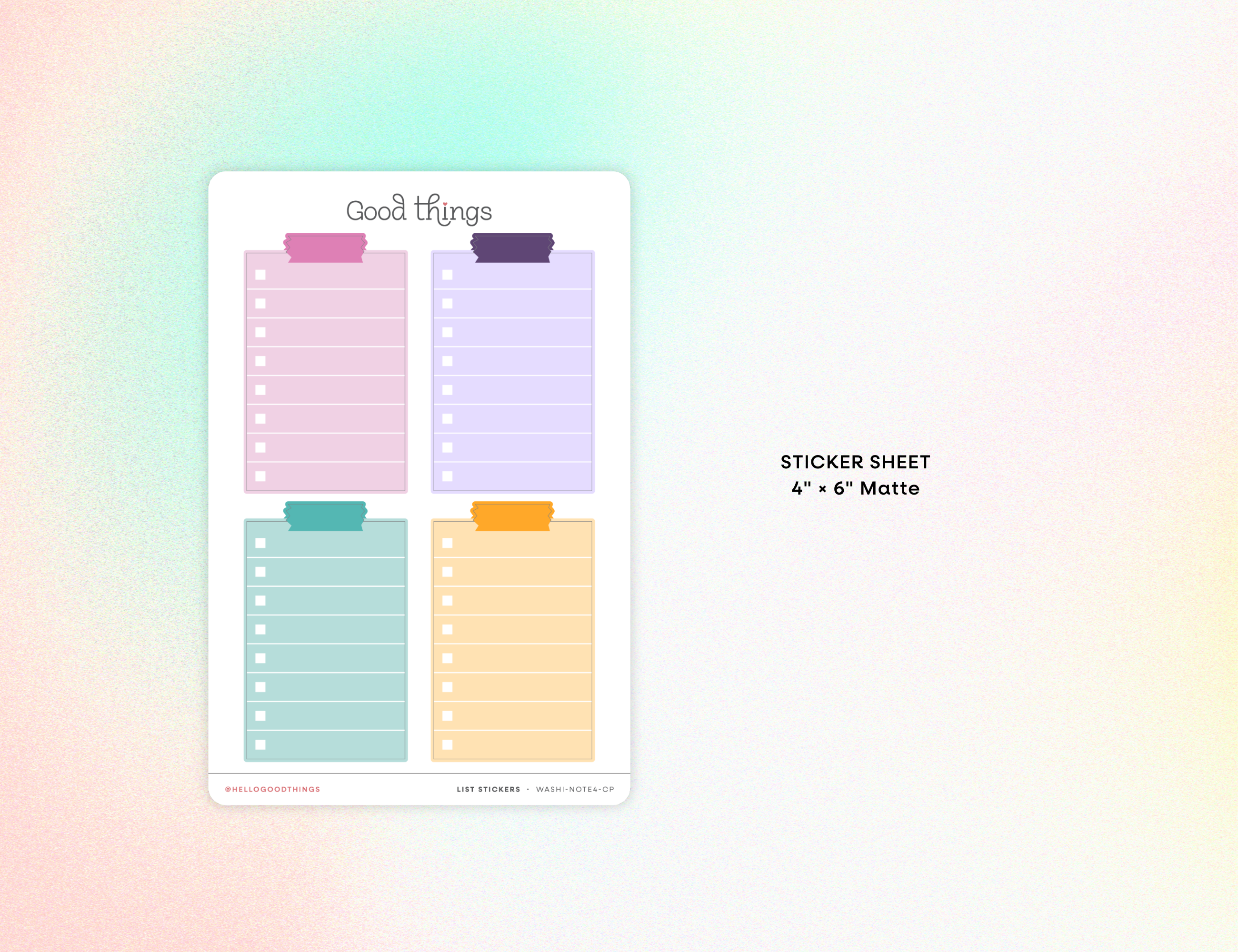 Long To Do List Stickers, Color Pop