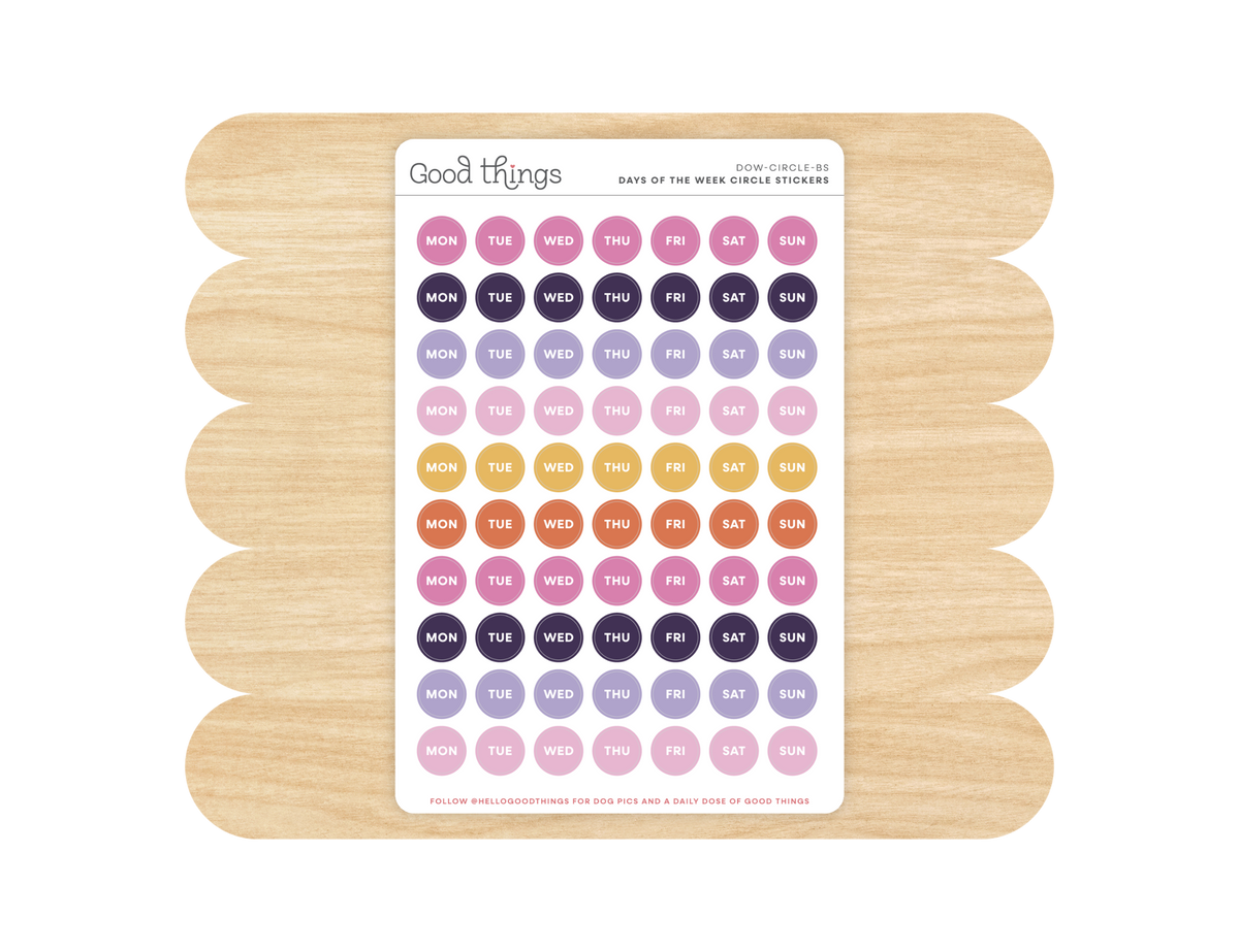 Days of the Week Circle Stickers