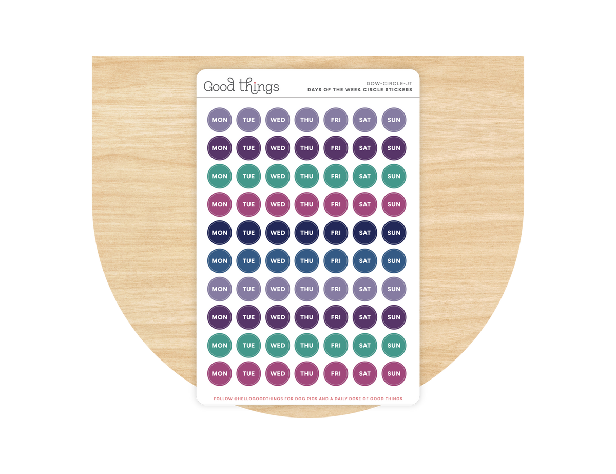 Days of the Week Circle Stickers