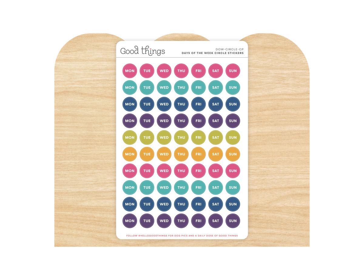 Days of the Week Circle Stickers