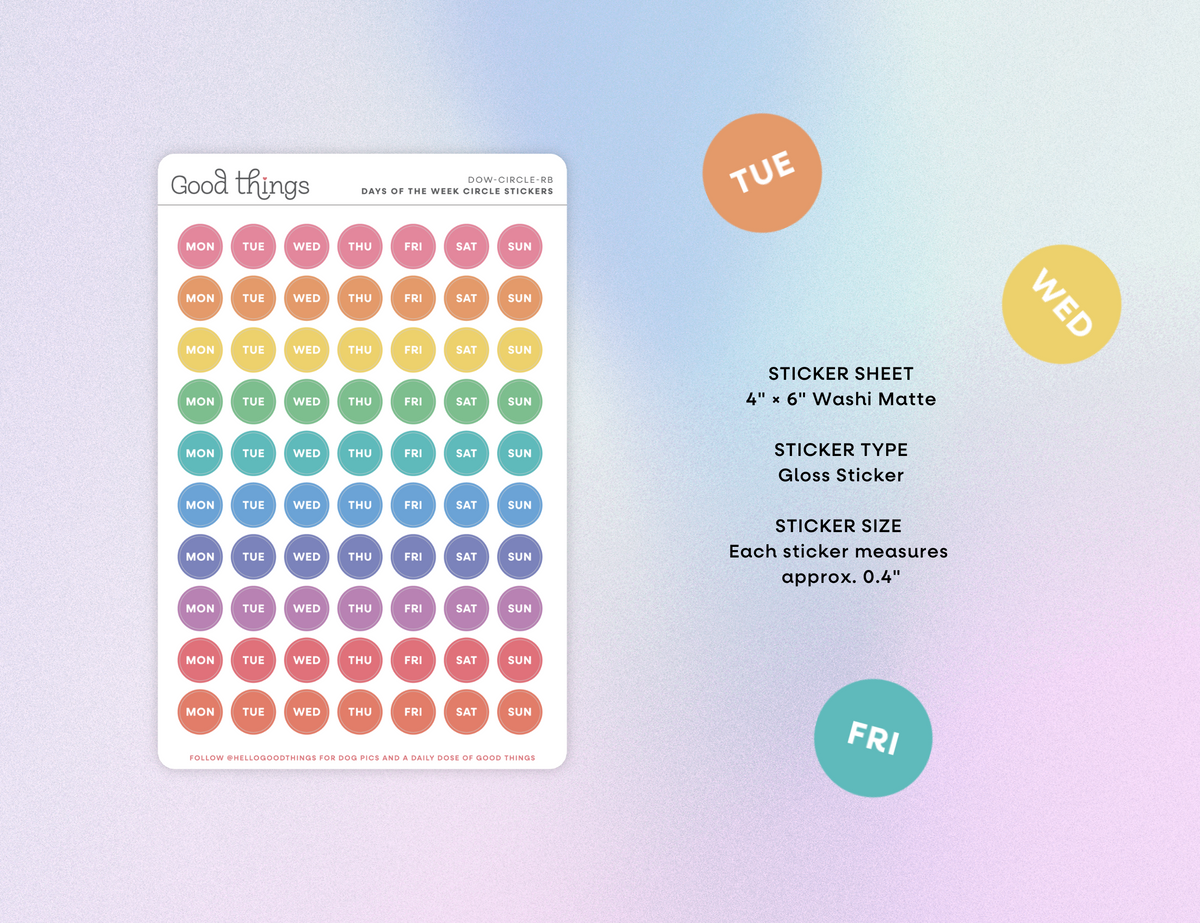 Days of the Week Circle Stickers