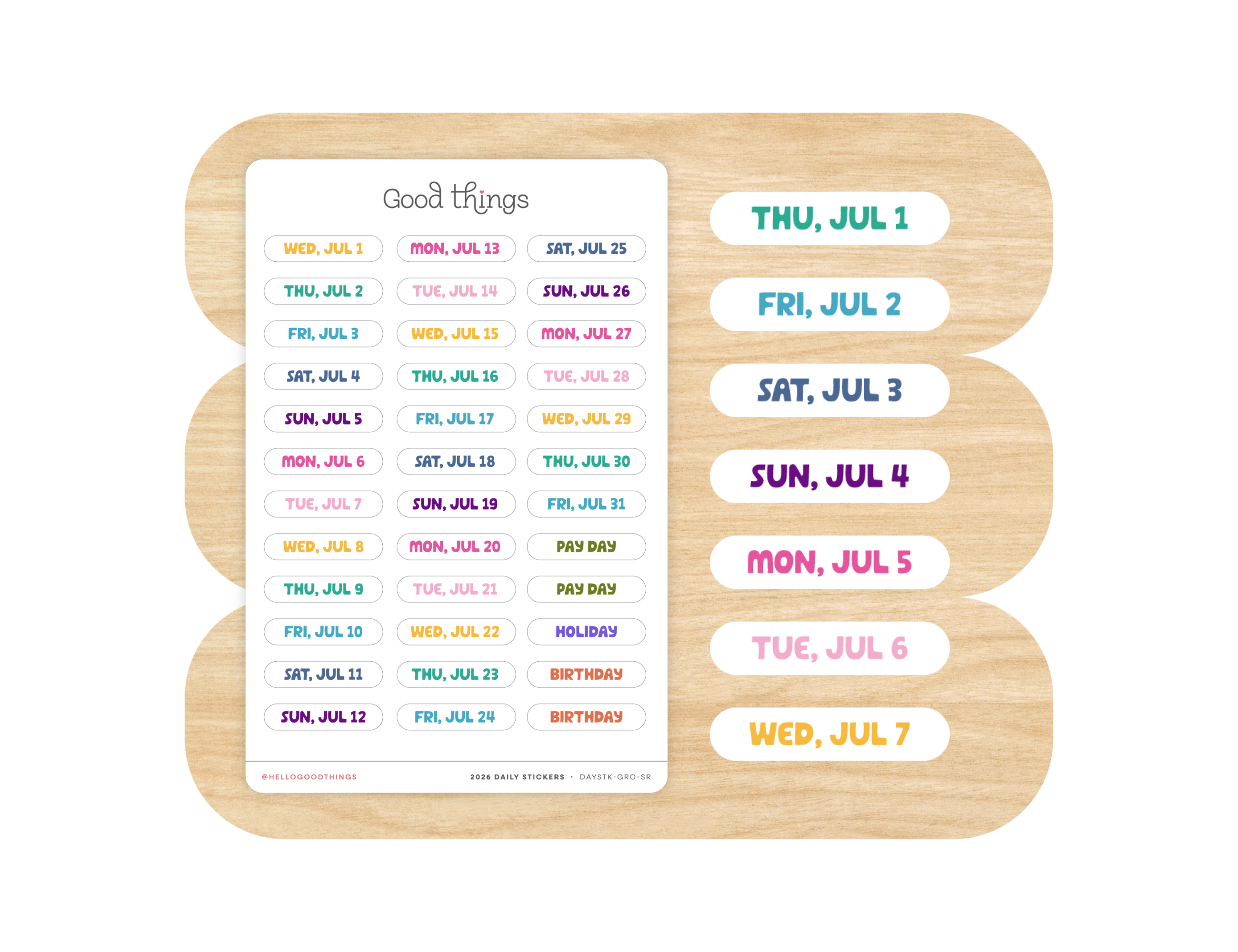 2026-2027 Daily Dated Sticker Sheets, Sugar Rush
