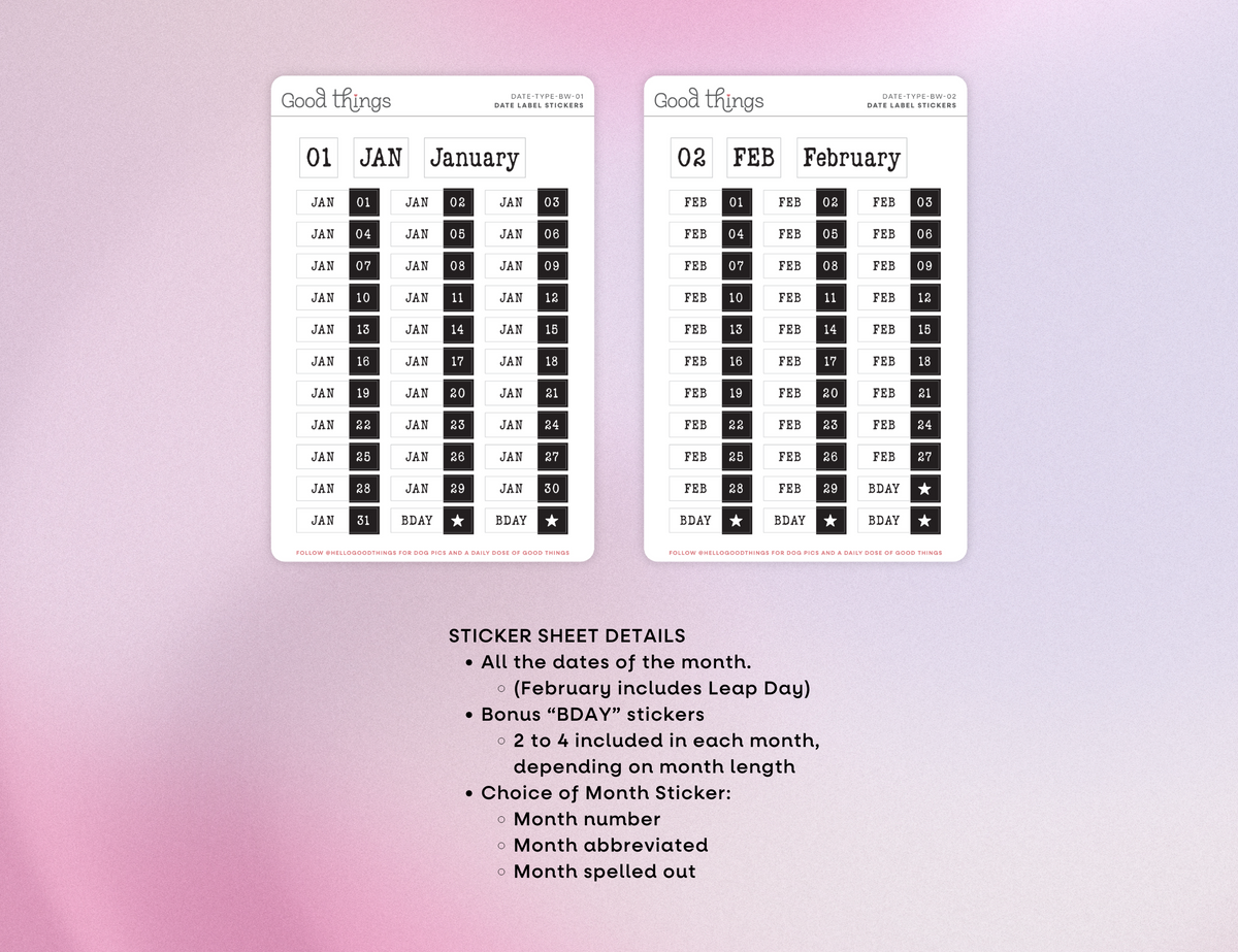 Date Labels, Typewriter