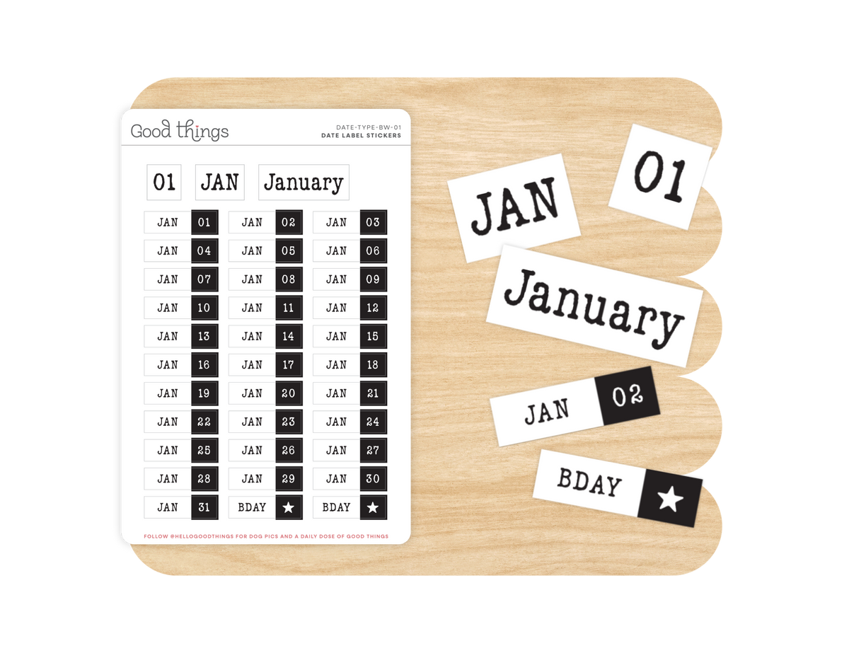 Date Labels, Typewriter