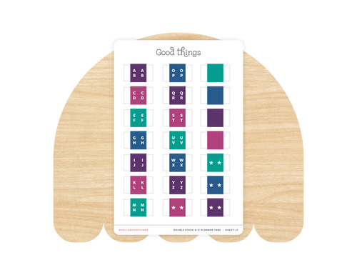 A to Z Index Tab Stickers, Double Stacked, Jewel Tones