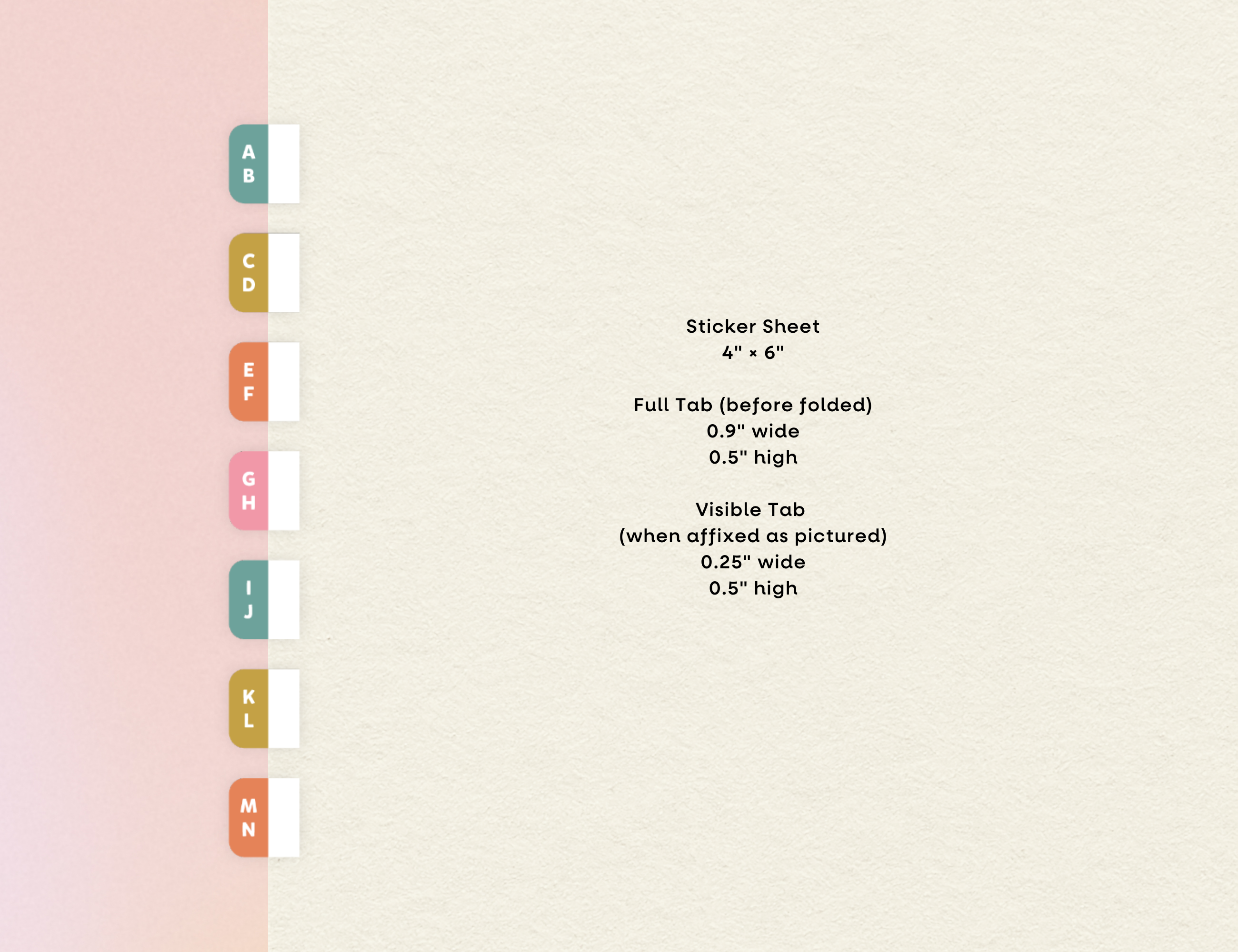A to Z Index Tab Stickers, Double Stacked, Golden Hour