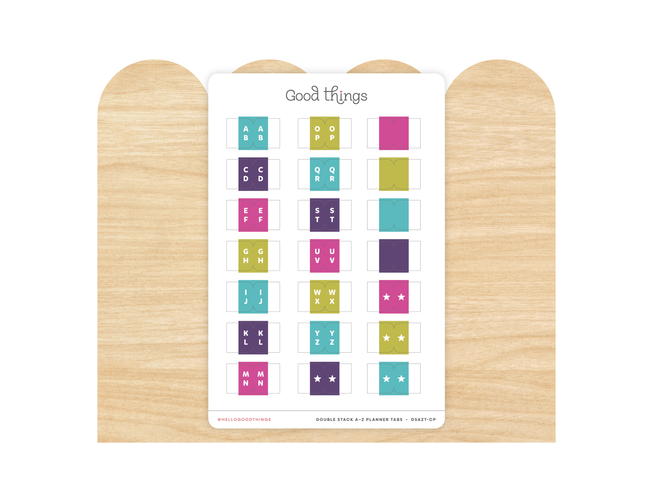 A to Z Index Tab Stickers, Double Stacked, Color Pop