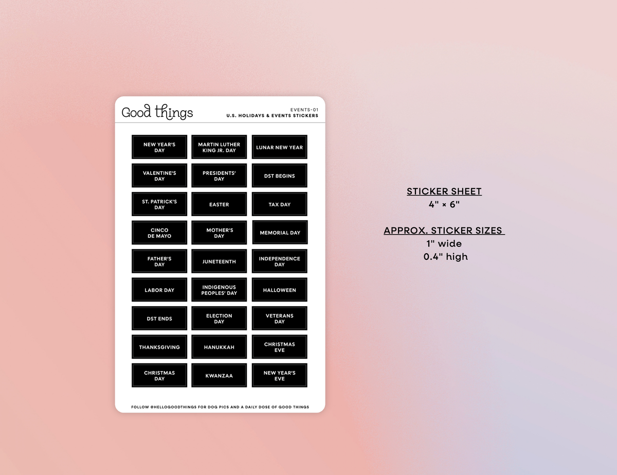 U.S. Holidays & Events Label Stickers
