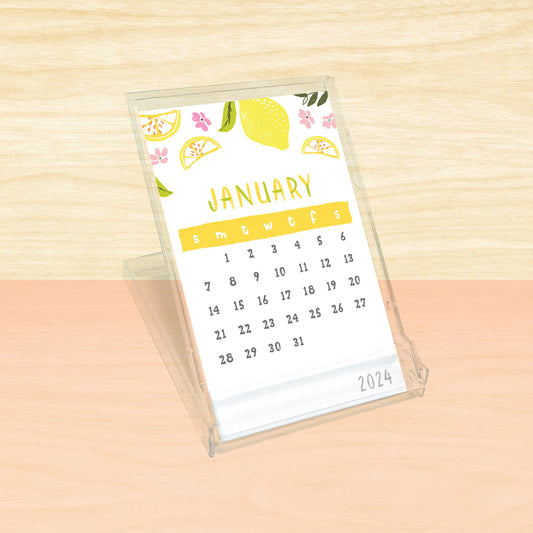 2024 Fresh & Fruity Mini Desk Calendar (Wood Base or Plastic Stand)