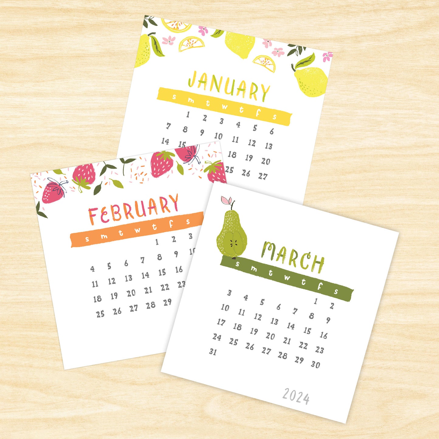 2024 Fresh & Fruity Square Desk Calendar