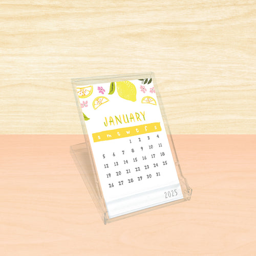 2025 Fresh & Fruity Mini Desk Calendar (Wood Base or Plastic Stand)