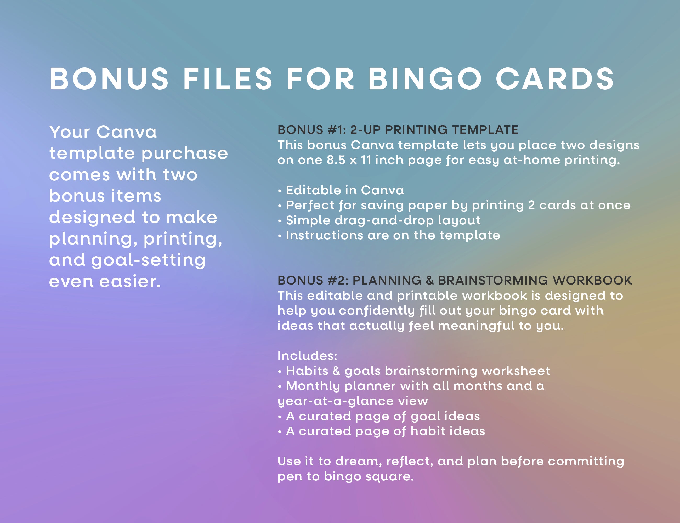 2026 Bingo Card Printable, Celestial
