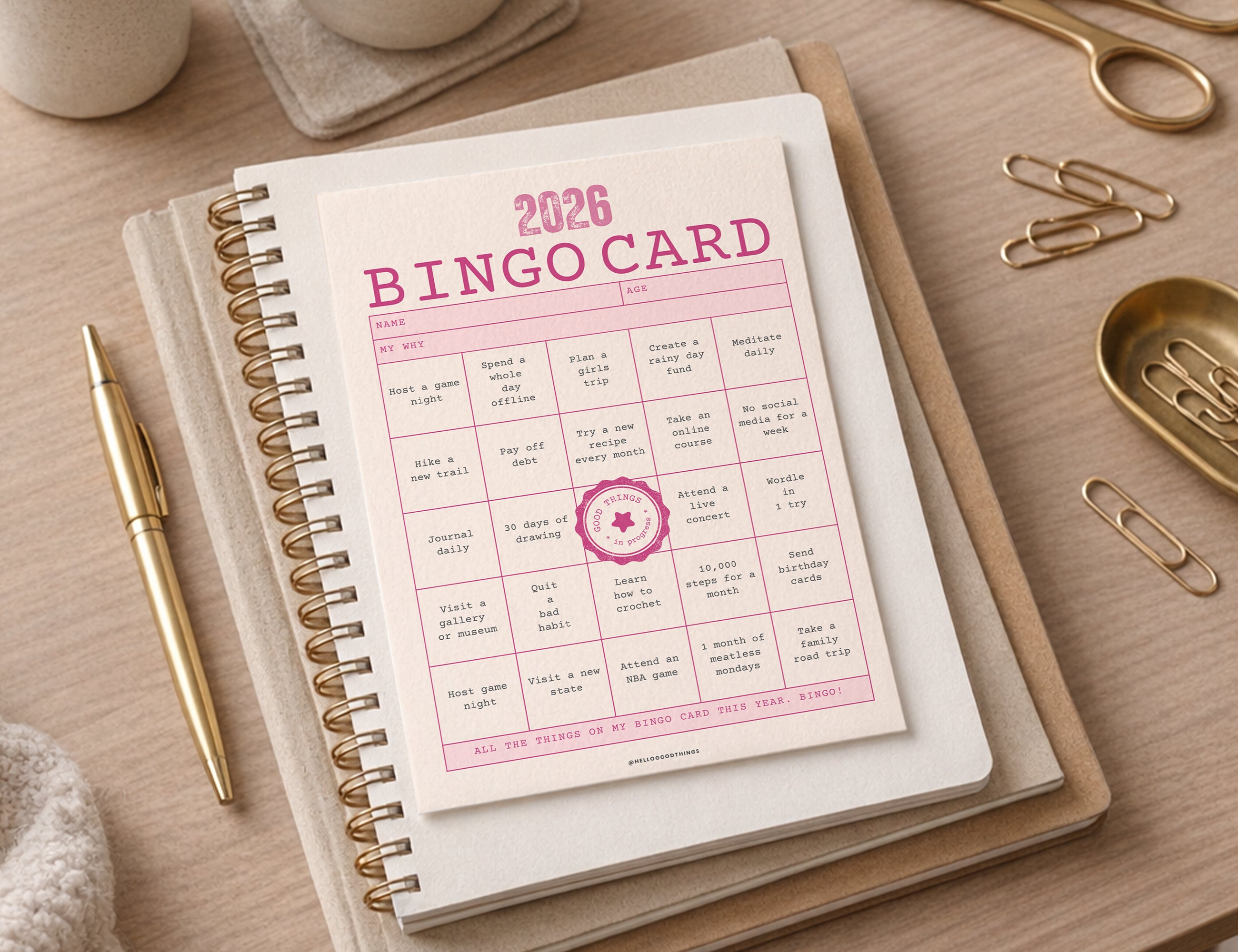 2026 Bingo Card Printable, Good Things