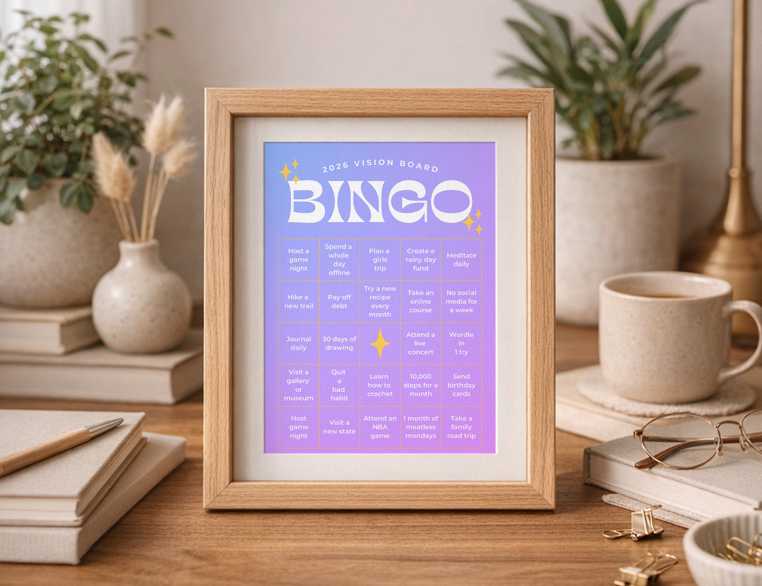 2026 Bingo Card Printable, Celestial