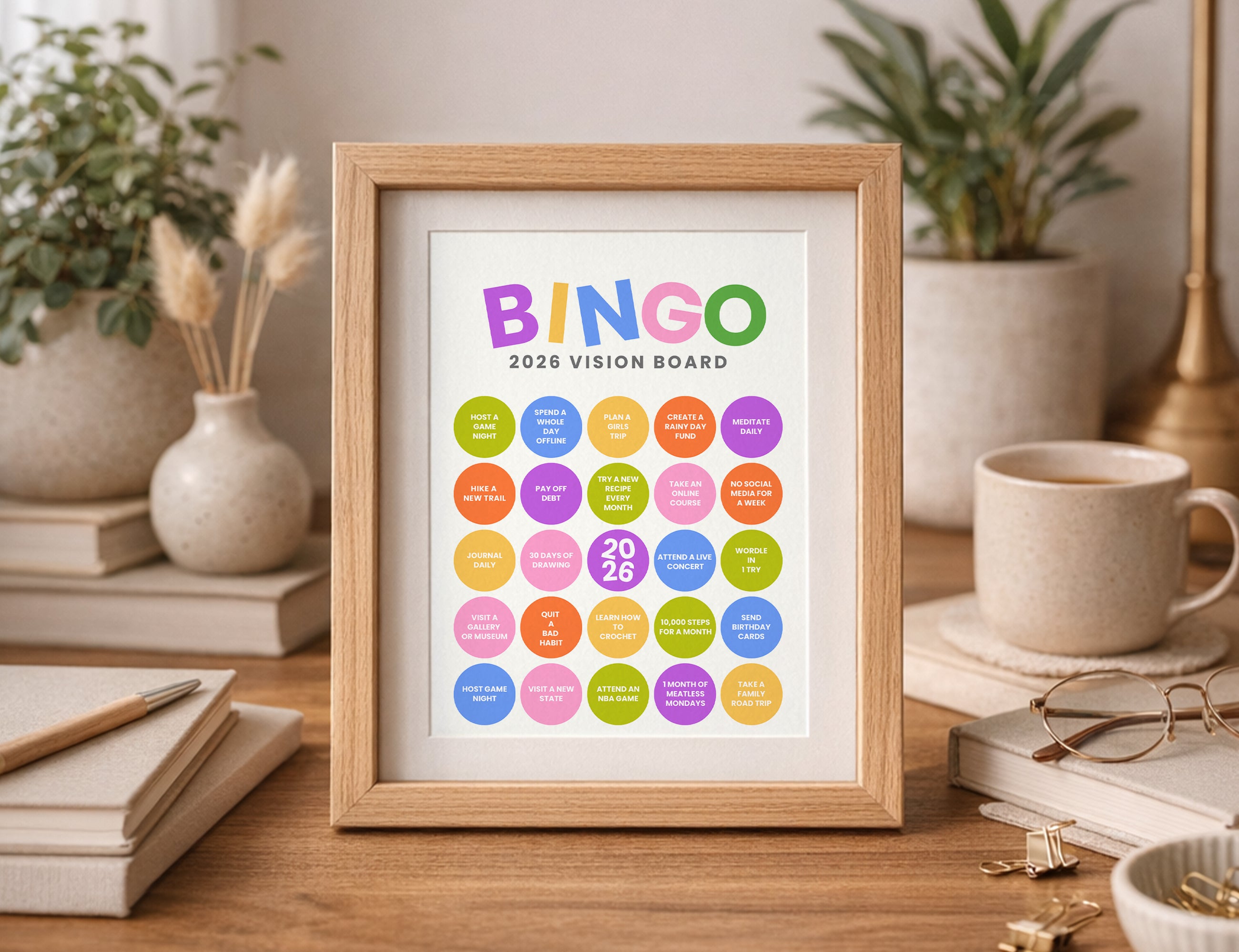 2026 Bingo Card Printable, Pop Dots