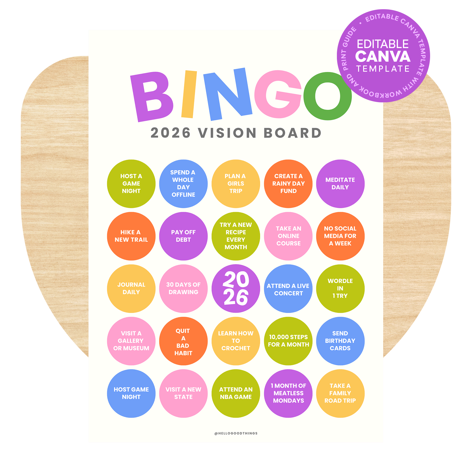 2026 Bingo Card Printable, Pop Dots
