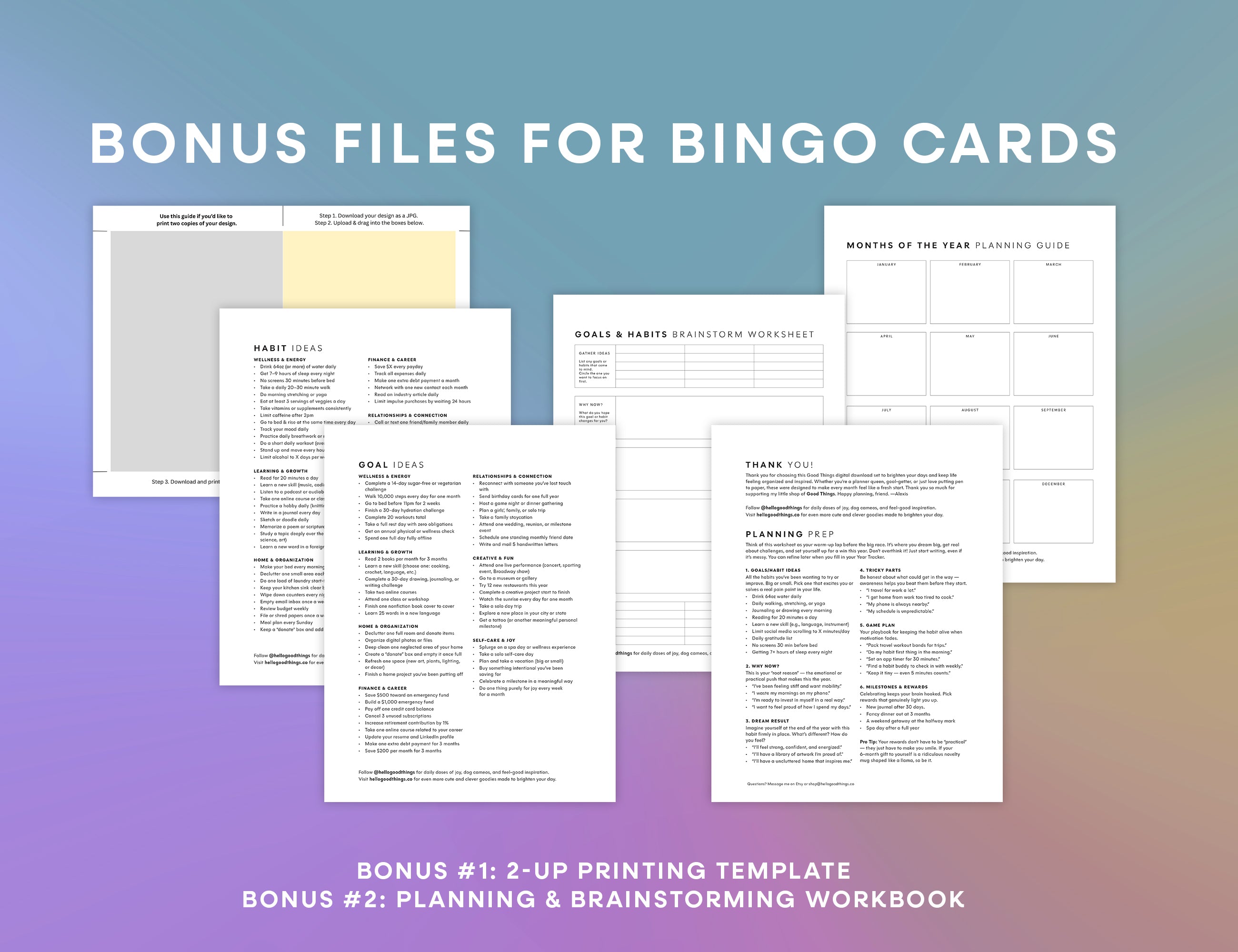 2026 Bingo Card Printable, Celestial