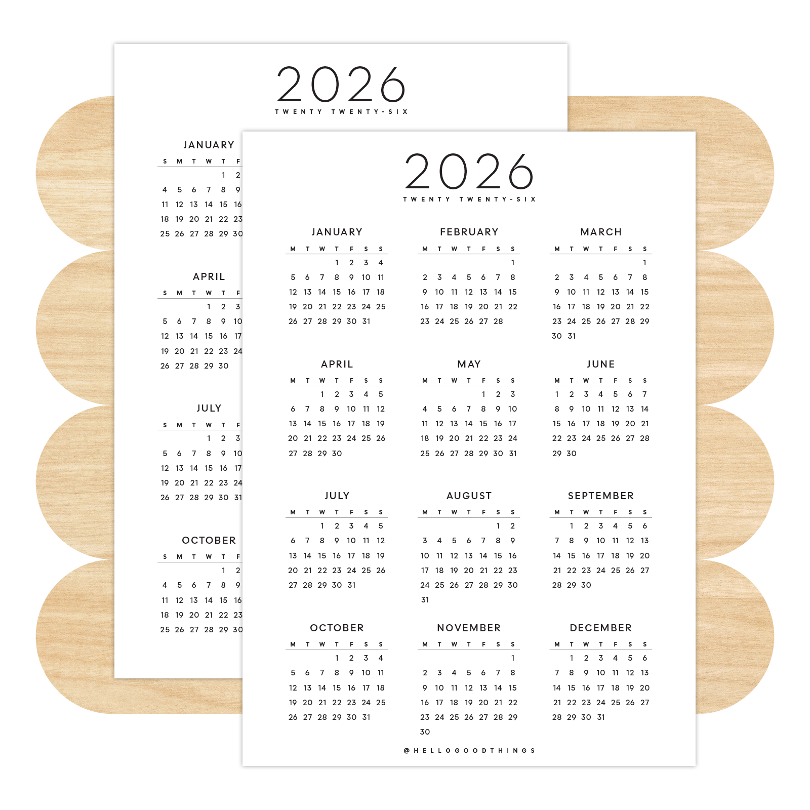 2026 Calendar - 5x7 Sticker