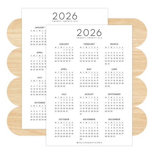 2026 Calendar - 5x7 Sticker