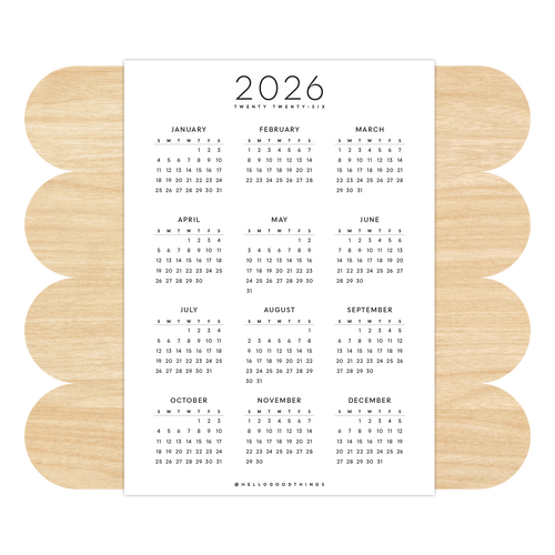 2026 Calendar - 5x7 Sticker