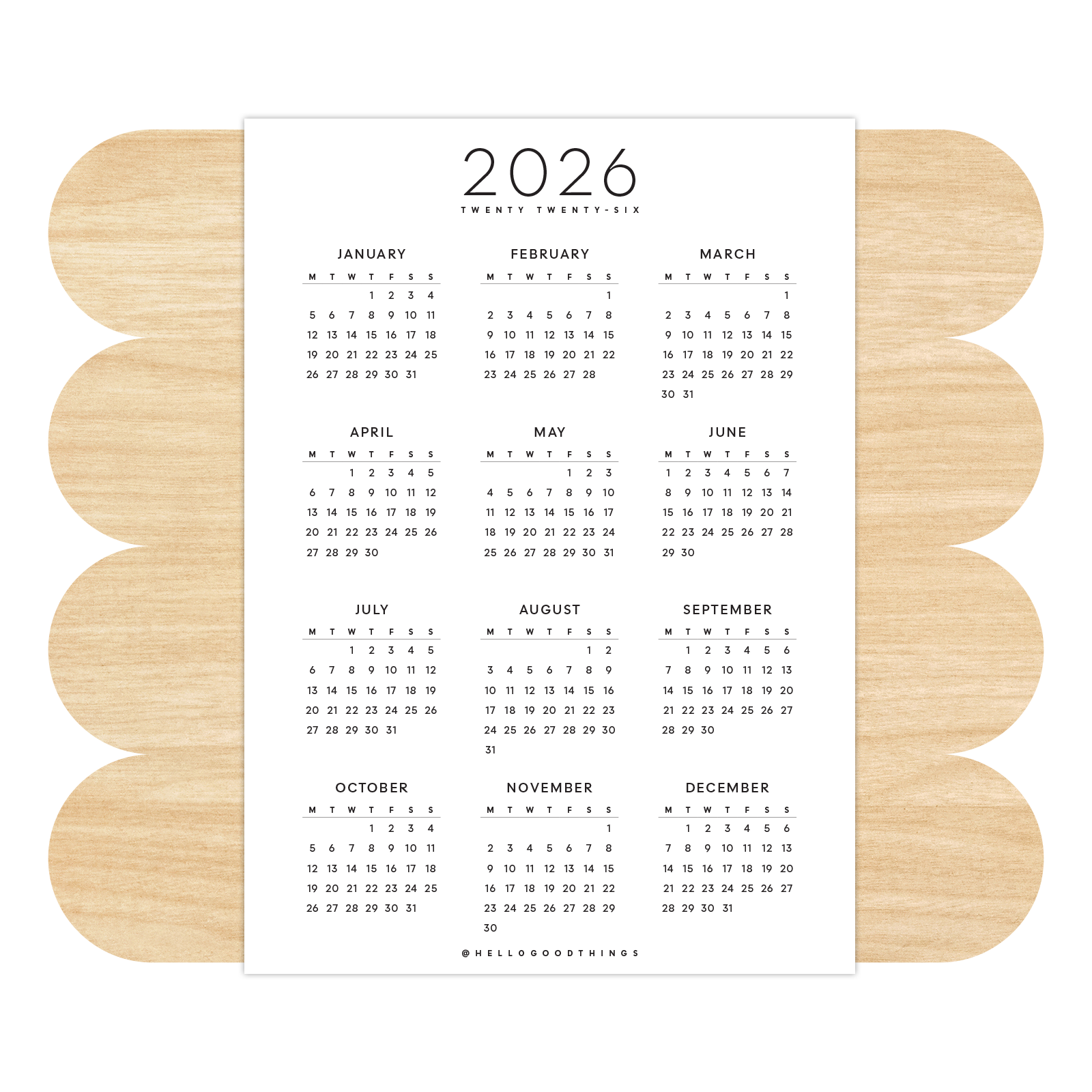 2026 Calendar - 5x7 Sticker