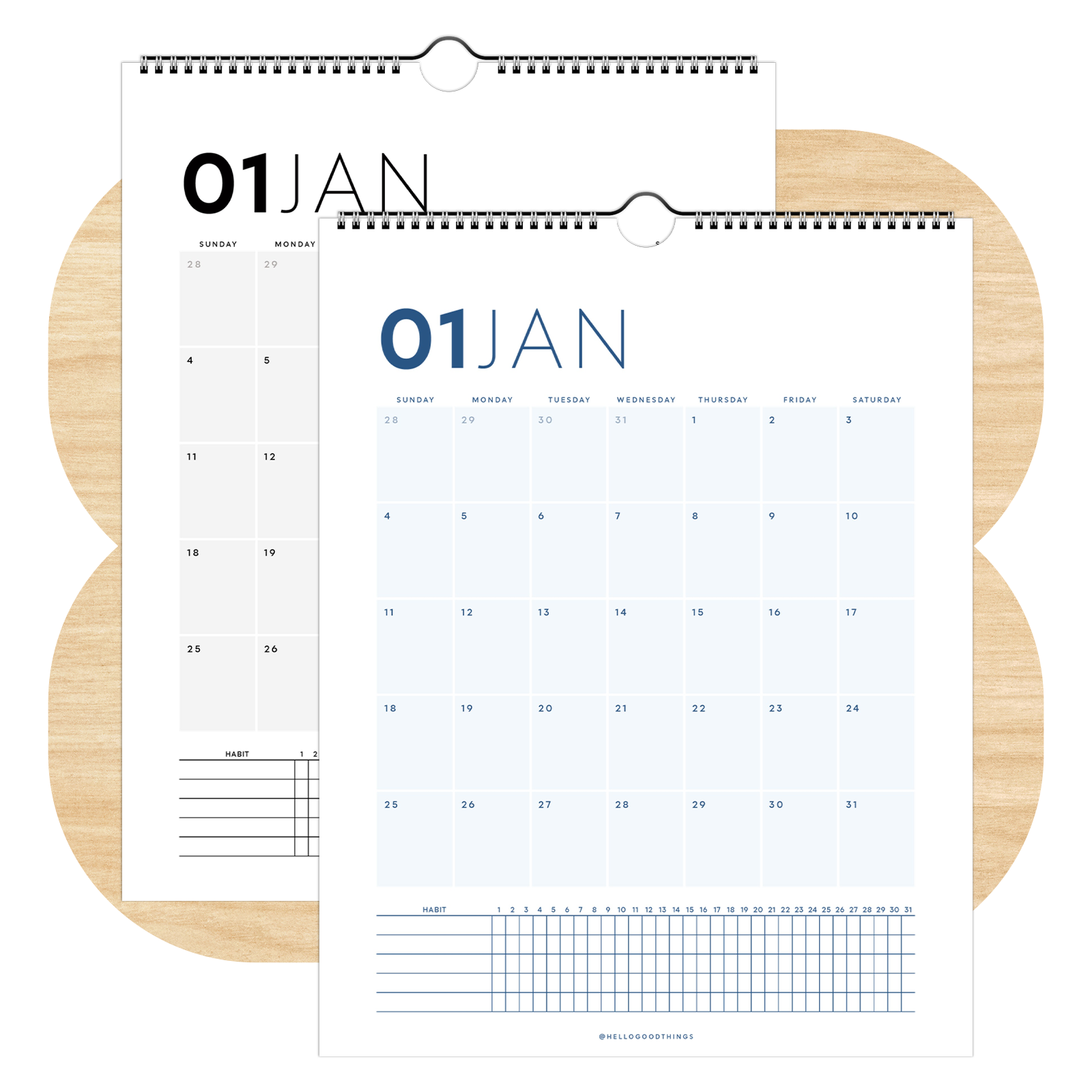 2026 Wall Calendar with Habit Tracker
