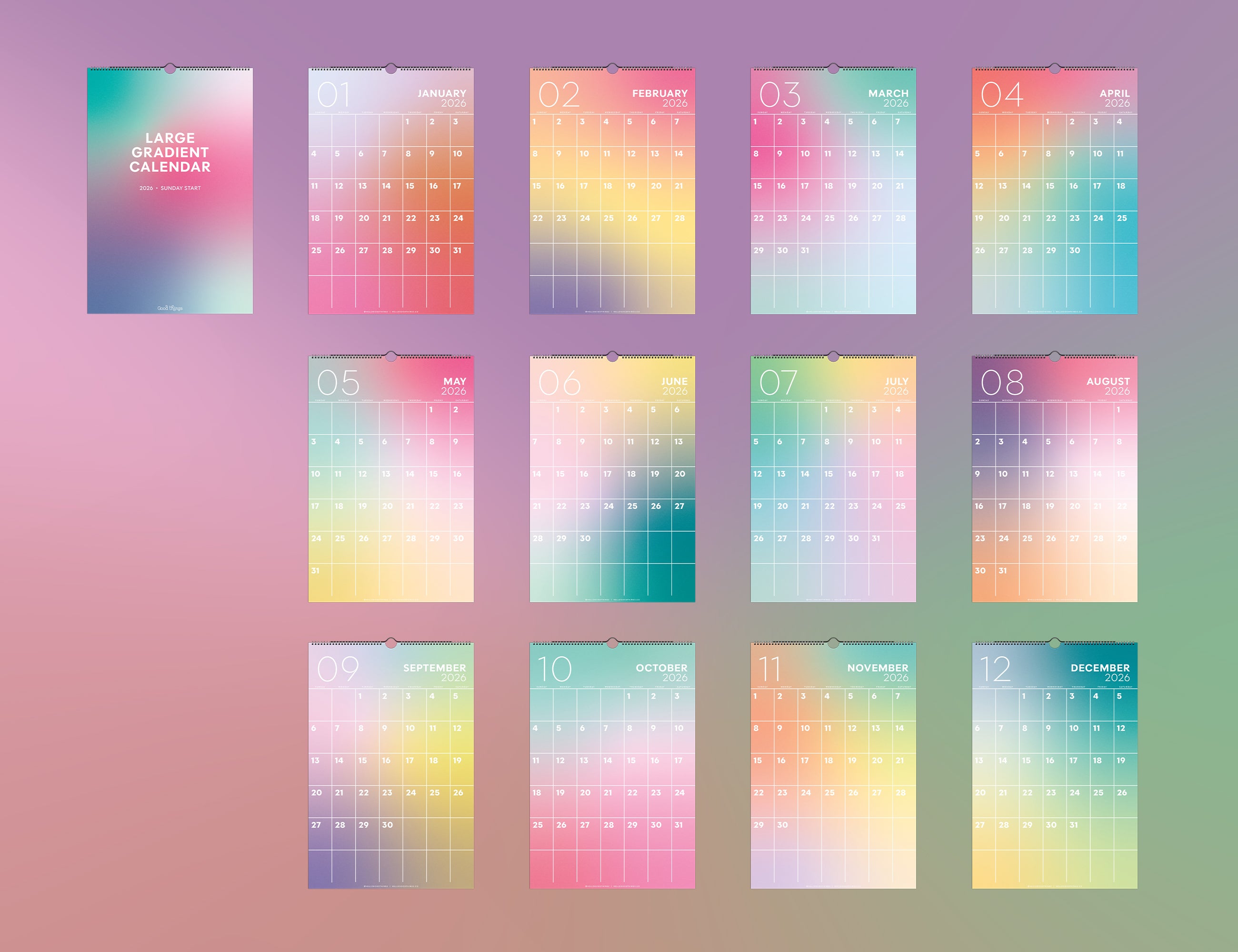 Gradient Calendar | 2026 Large Calendar