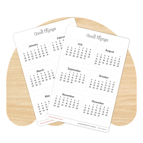 2026 Month Calendar Stickers