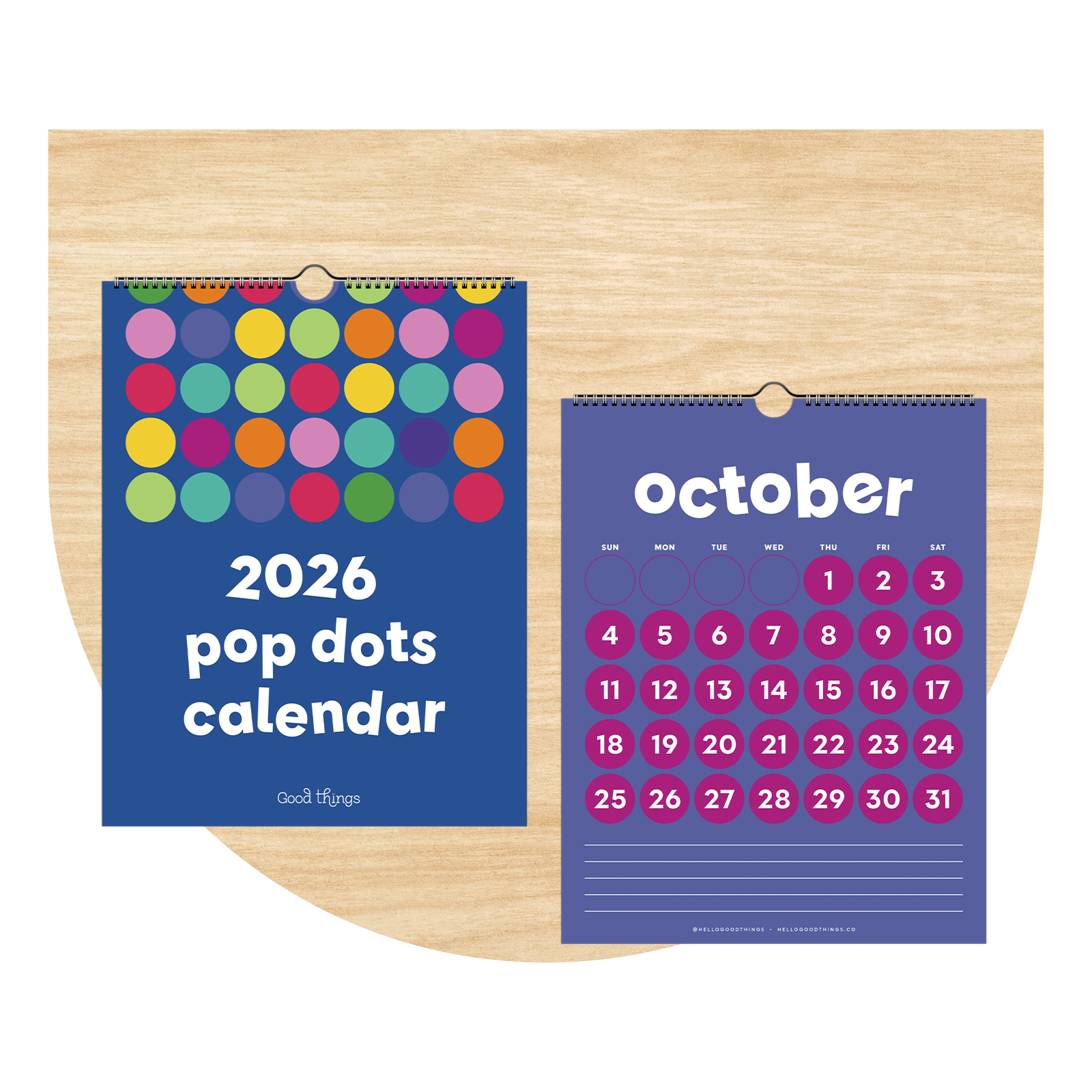 Pop Dots, 2026 Calendar with Notes