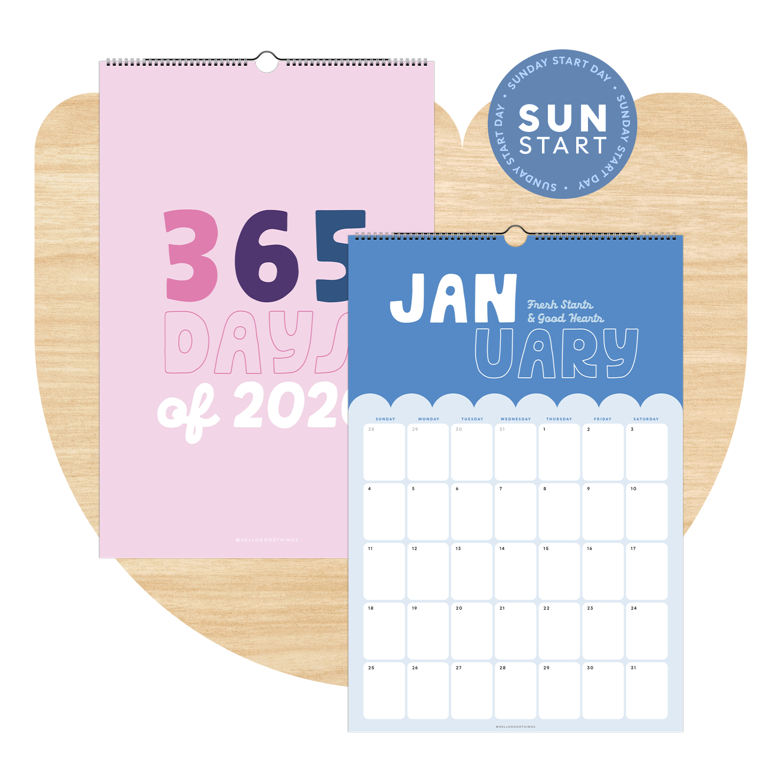 365 Days of Good Things, 2026 Large Wall Calendar (Sunday Start)