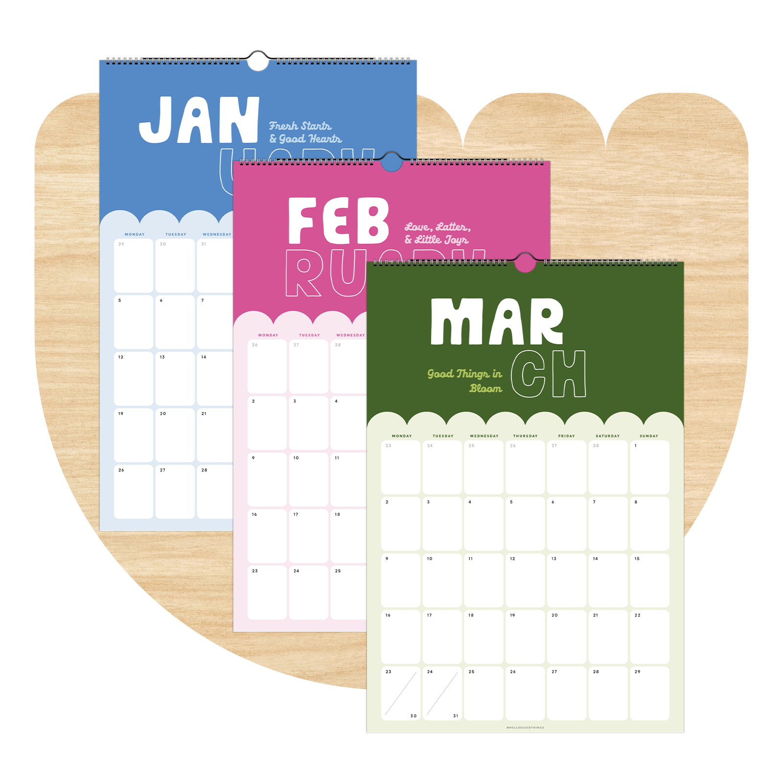 365 Days of Good Things, 2026 Large Wall Calendar (Monday Start)