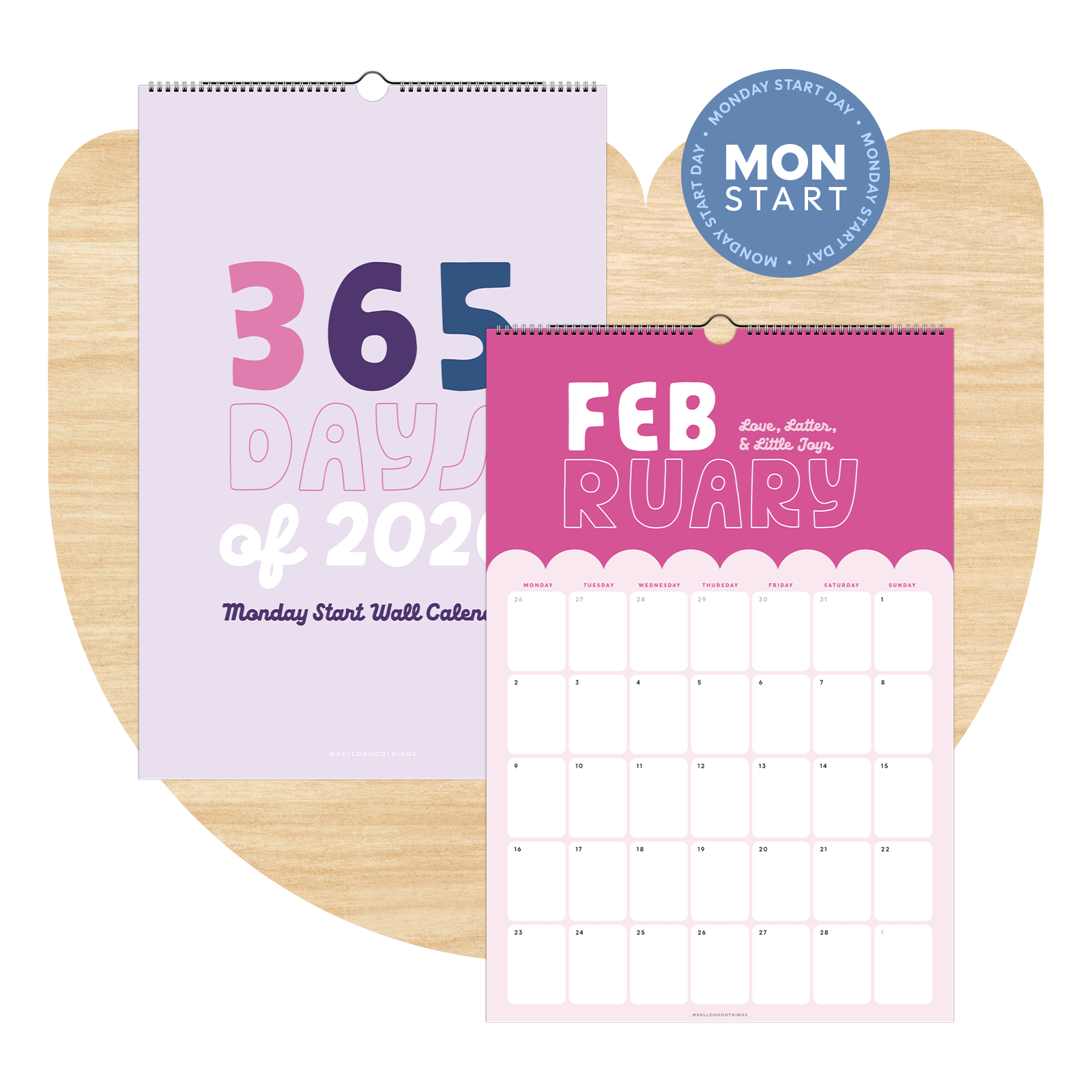 365 Days of Good Things, 2026 Large Wall Calendar (Monday Start)