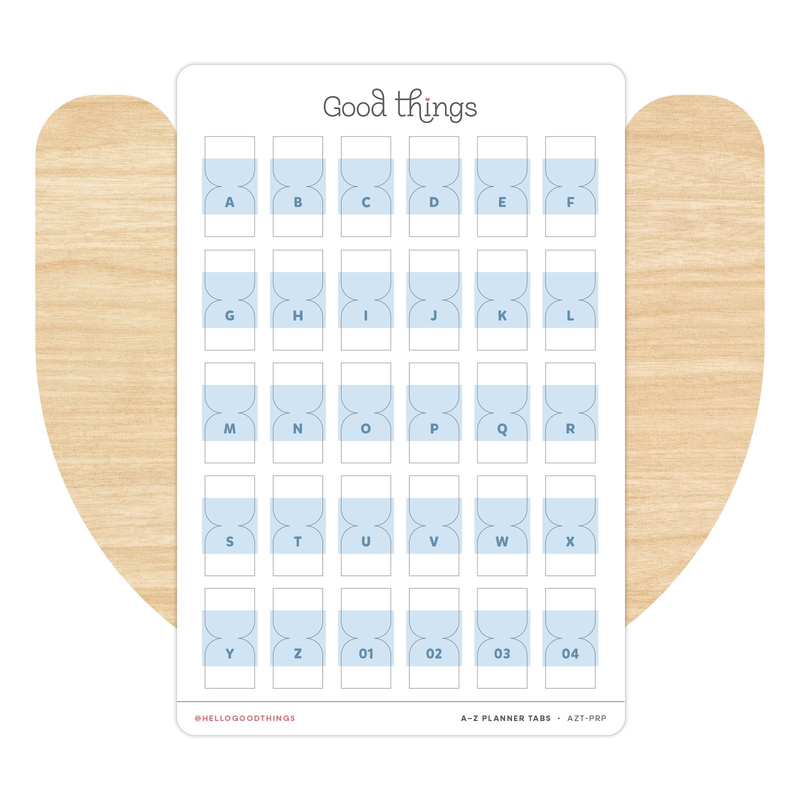 A to Z Index Tab Stickers, Blue