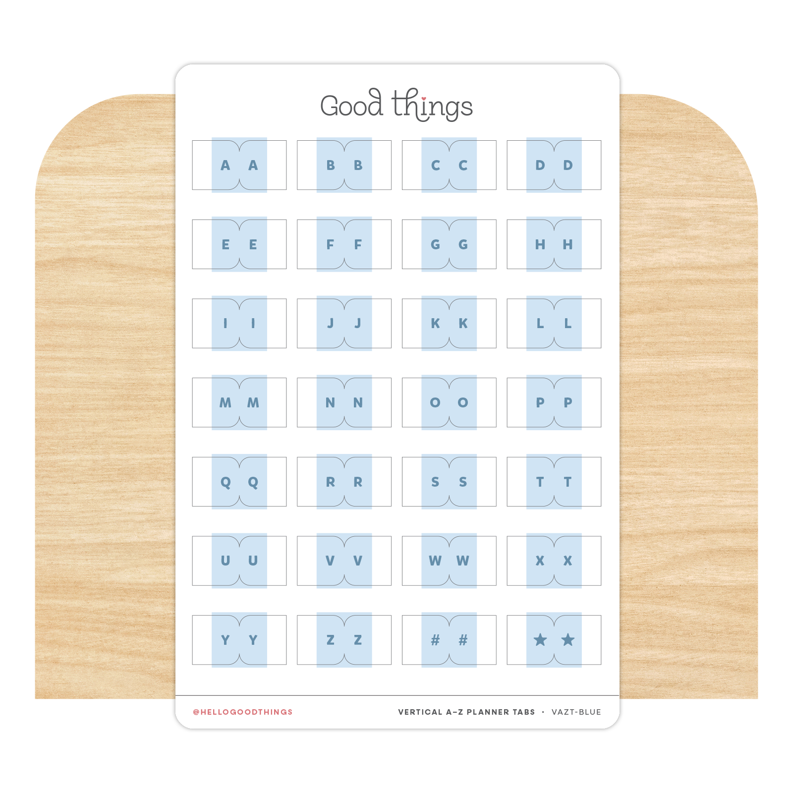 A to Z Stacking Index Tab Stickers, Blue