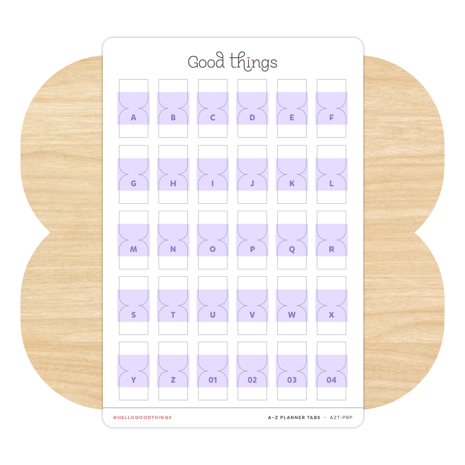 A to Z Index Tab Stickers, Purple
